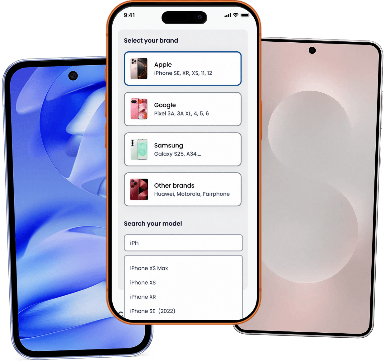 Three smartphones — bring your own device